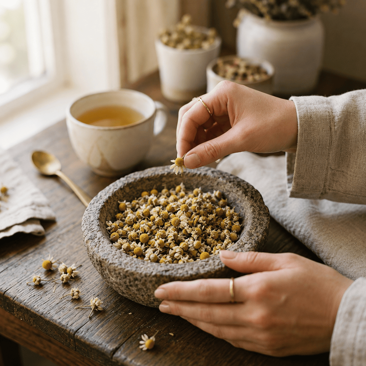 Handcrafted herbal flower infusions